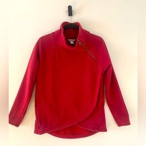 Athleta Decadent Red Cozy Karma Asym Pullover Size M Zip Cowl Neck